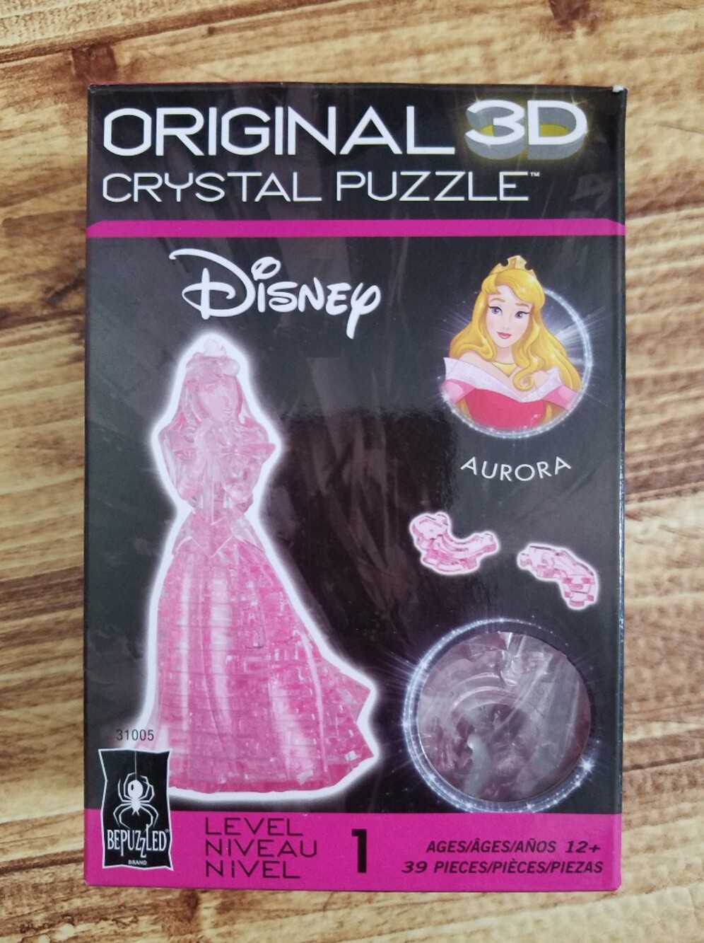 Disney Princess Aurora BePuzzled 3D Crystal Puzzle Pink Sleeping Beauty 39 Pcs